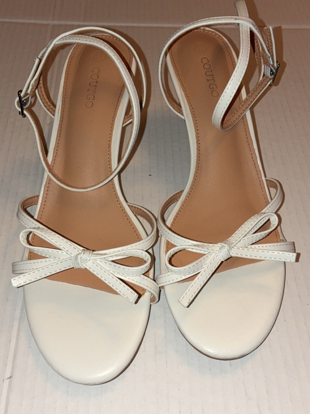 White Bow Ankle-Strap Sandals for Women